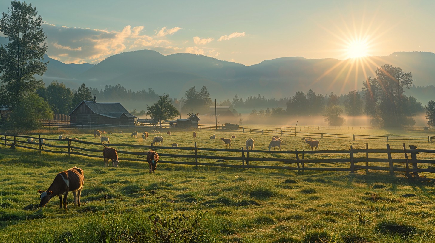 Free Sunrise Farm Scene Image - Sunrise, Farm, Cattle | Download at ...