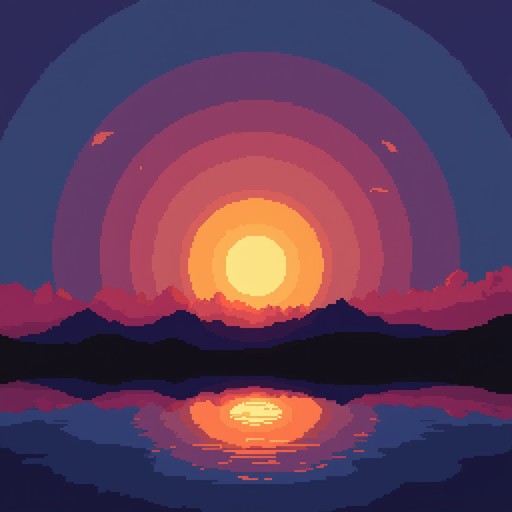Free Pixel Sunrise Reflection Image - Sunrise, Pixelart, Landscape ...