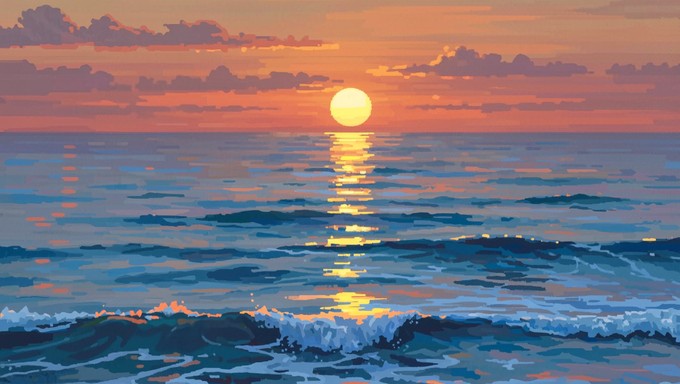 Free Pixel Ocean Sunset Image - Ocean, Sunset, Pixel | Download at ...