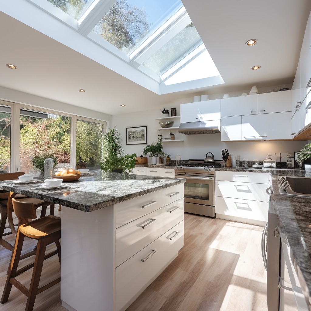 Download Bright Kitchen Interior Image - Kitchen, Interior, Skylights ...