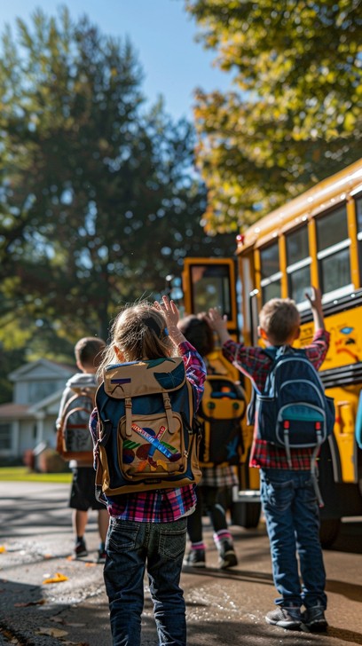 Free Kids Waiting Bus Image - Children, Bus, Backpacks | Download at ...