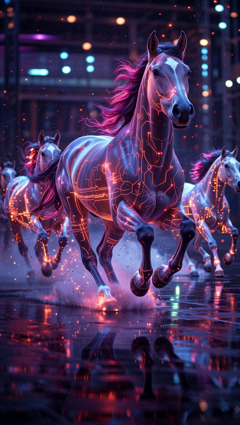 Free Neon Cyberpunk Horses Image - Horses, Cyberpunk, Neon | Download ...