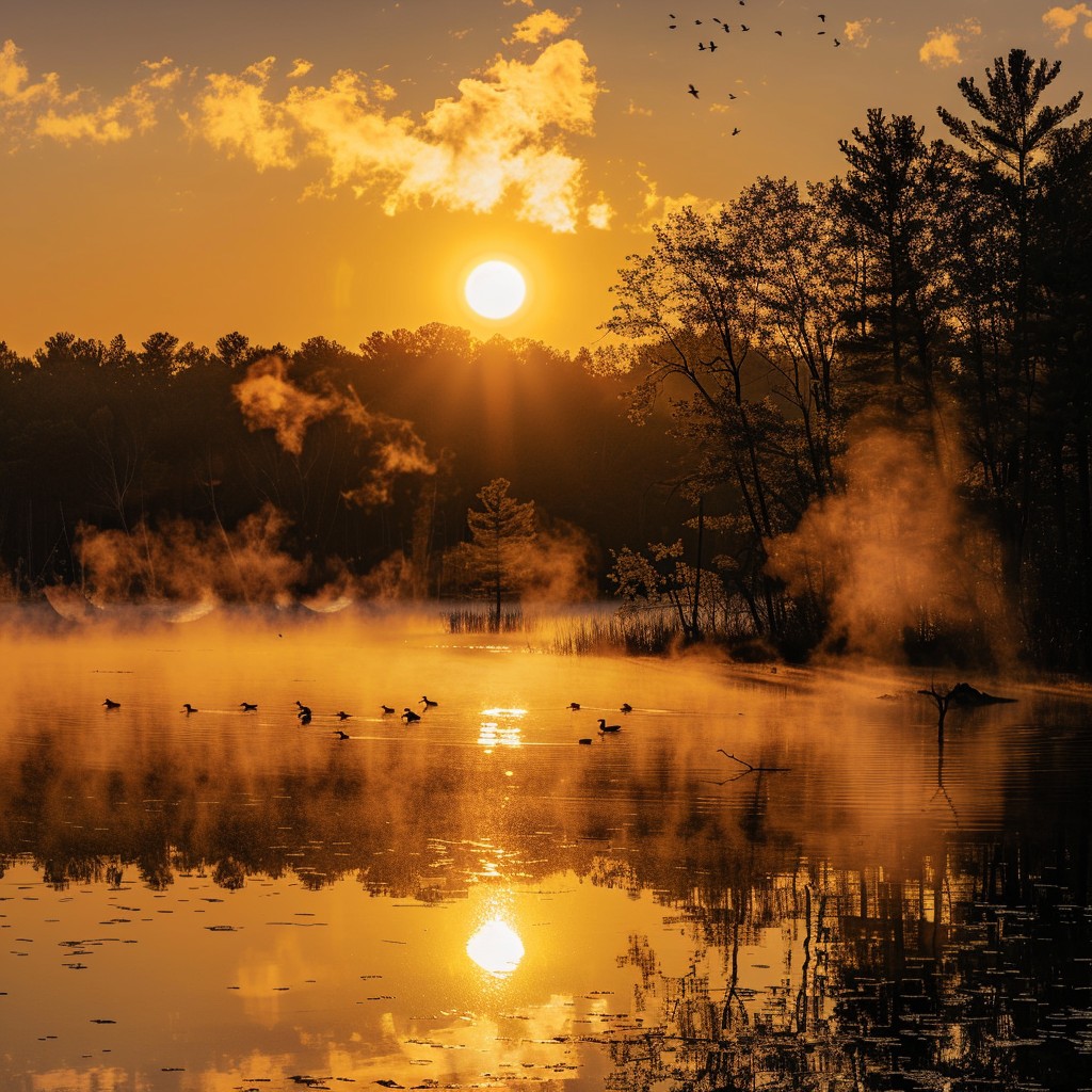 Free Sunrise Misty Lake Image - Sunrise, Mist, Lake | Download at StockCake