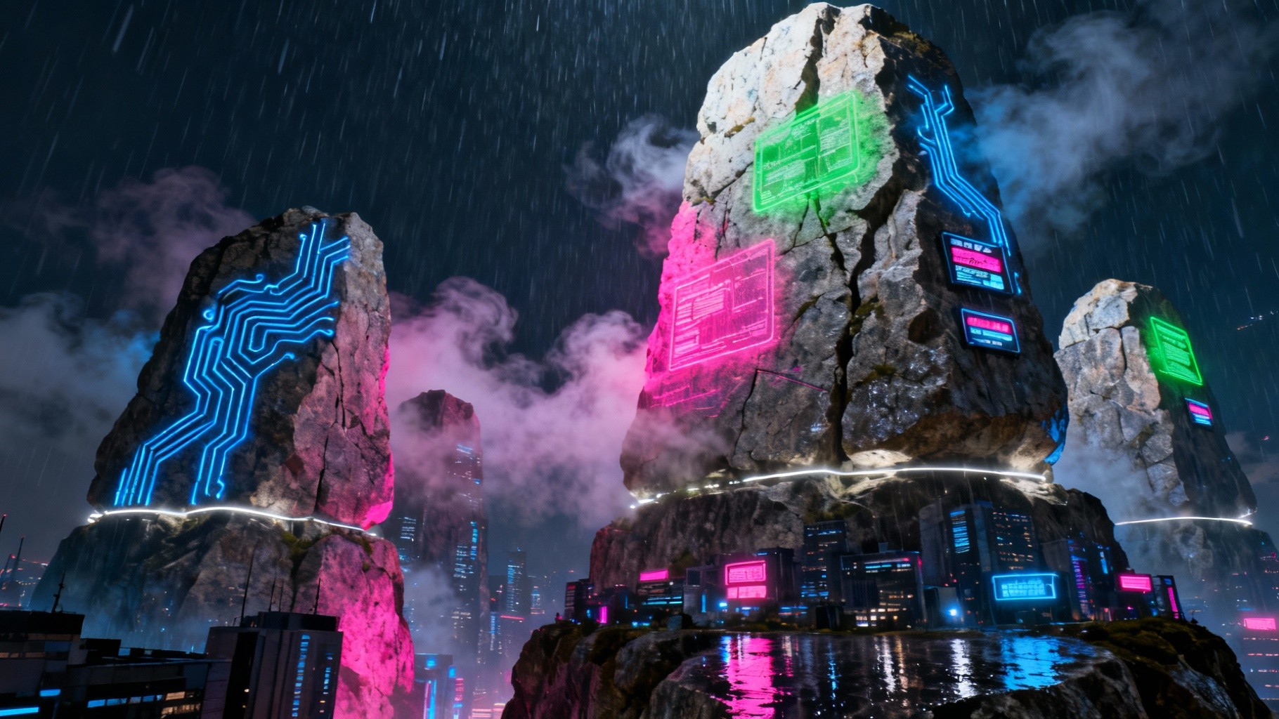 Technology Rocks Free Neon Stone Titans Image - Cyberpunk, Neon, Granite | Download at ...