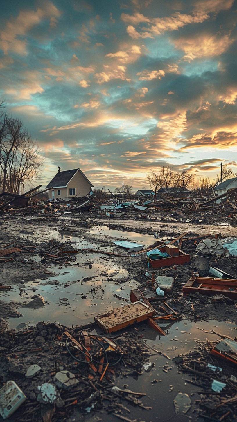 Free Devastated Residential Area Image - Devastation, Sunset, Wreckage ...