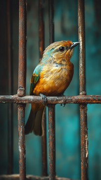 Free Caged Blue Bird Image - Bird, Cage, Blue | Download at StockCake
