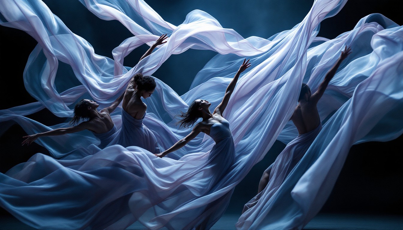 Dance Flow Background Download Flowing Fabric Dance Image - Dance, Flow, Ethereal | StockCake