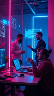 Free Neon Tech Collaboration Image - Coding, Programmers, Neon ...