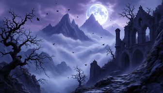 Free Moonlit Gothic Mountain Image - Gothic, Mountain, Castle ...