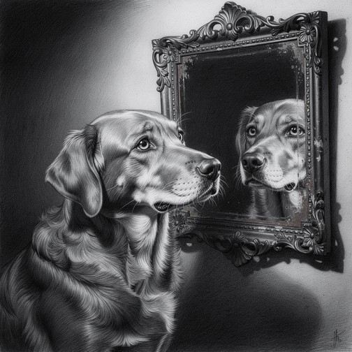 Dog Reflection Drawing Free Dog Reflects Inward Image - Dog, Mirror, Reflection | Download at ...