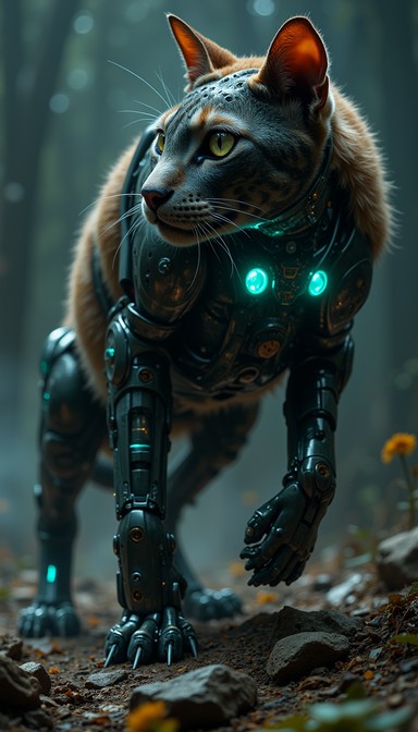 Cat Perfect Predator Free Techno-Organic Predator Image - Cybernetic, Feline, Biomechanical ...