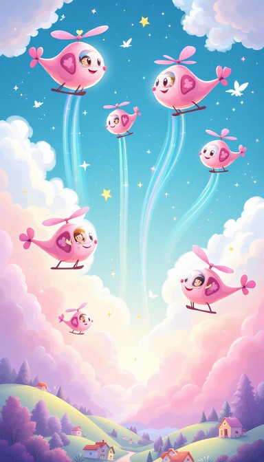 Flowery Flying Free Pink Flying Friends Photo - Helicopters, Pink, Whimsical ...