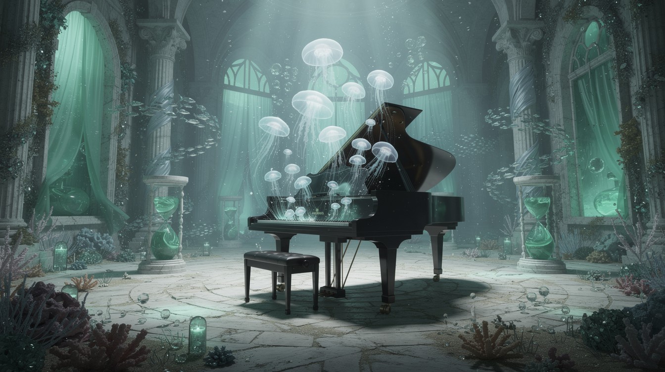 Free Underwater Piano Dreams Image - Underwater, Piano, Jellyfish ...
