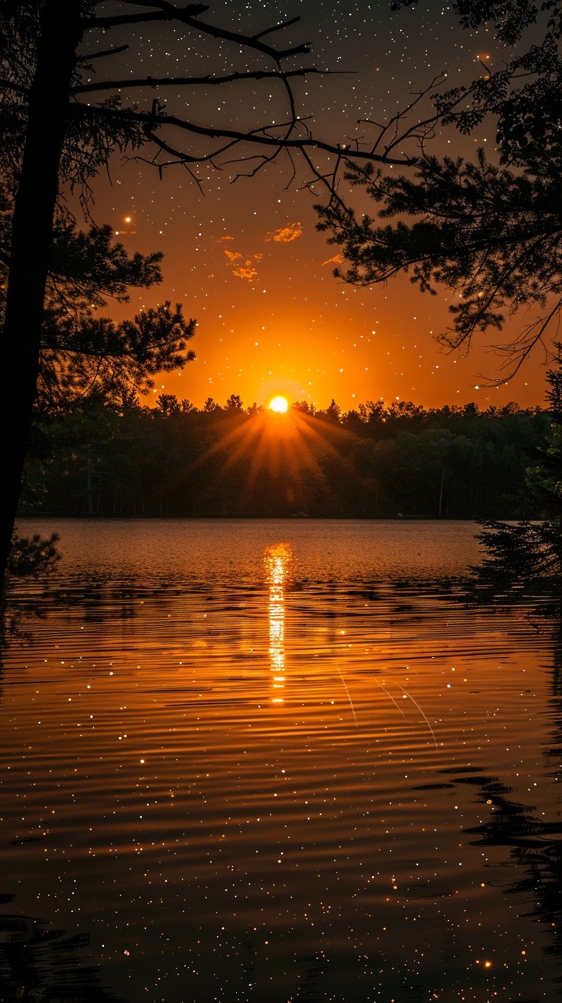 Free Sunset Lake View Image - Sunset, Lake, Trees | Download at StockCake