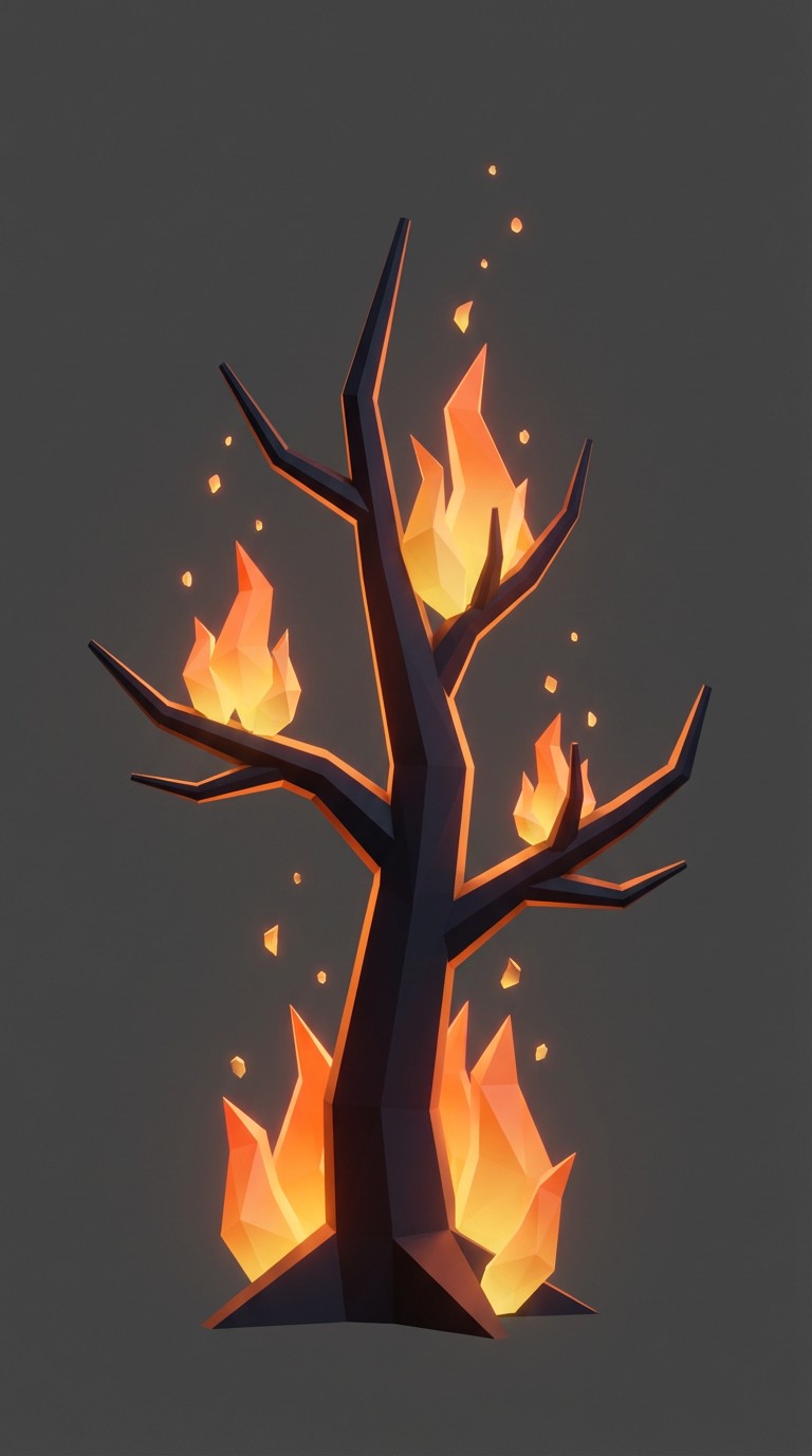 Fire Tree Gradient Free Geometric Fire Tree Image - Fire, Burning, Tree | Download at ...
