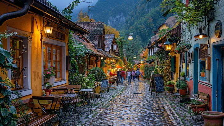 Download European Street Scene Image - Europe, Cafe, Cobblestone ...