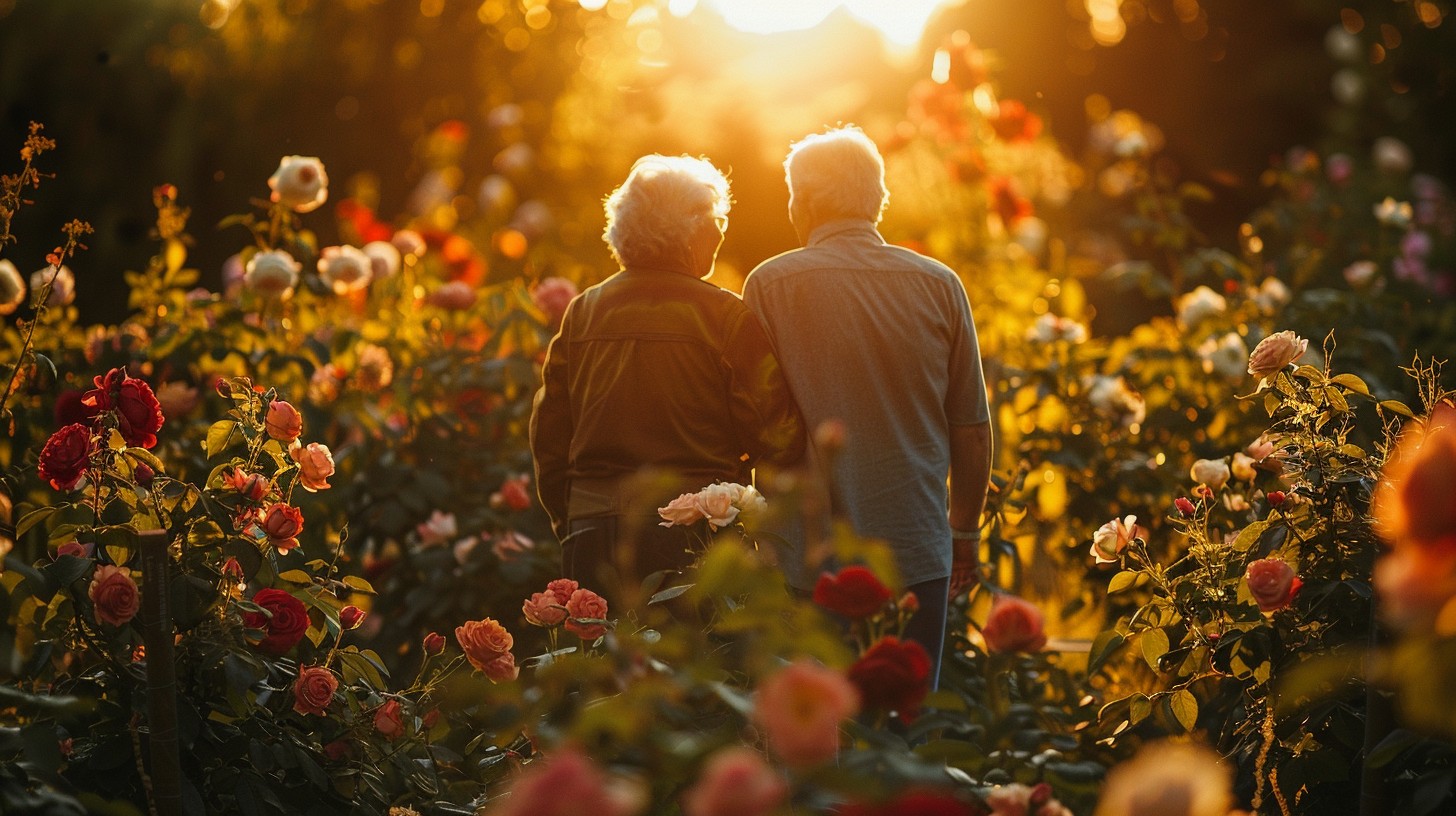 Rose Walk Free Sunset Rose Walk Image - Sunset, Roses, Couple | Download at StockCake
