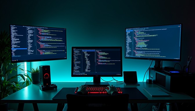 Free Blue Code Battlestation Image - Cyberpunk, Hacker, Code | Download ...