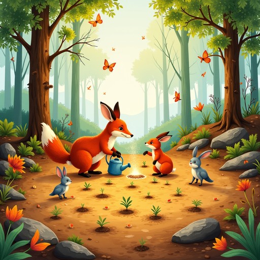 Free Woodland Renewal Magic Image - Fox, Rabbits, Birds | Download at ...