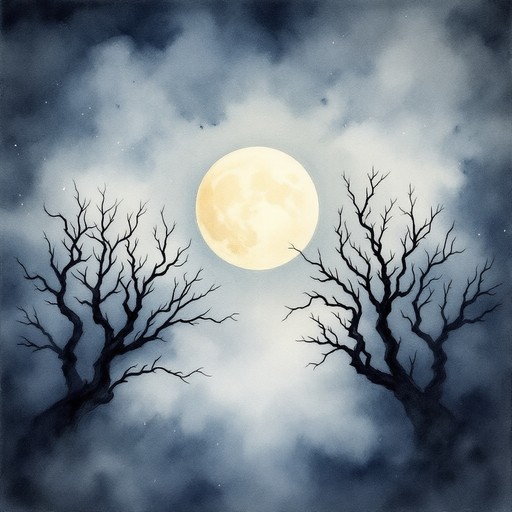 Free Moonlit Misty Night Image - Moon, Mist, Trees | Download at StockCake