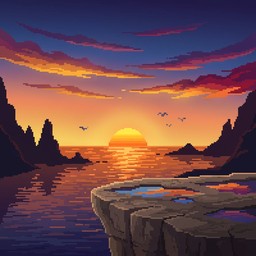 Free Pixel Sunset Paradise Image - Sunset, Ocean, Pixel | Download at ...