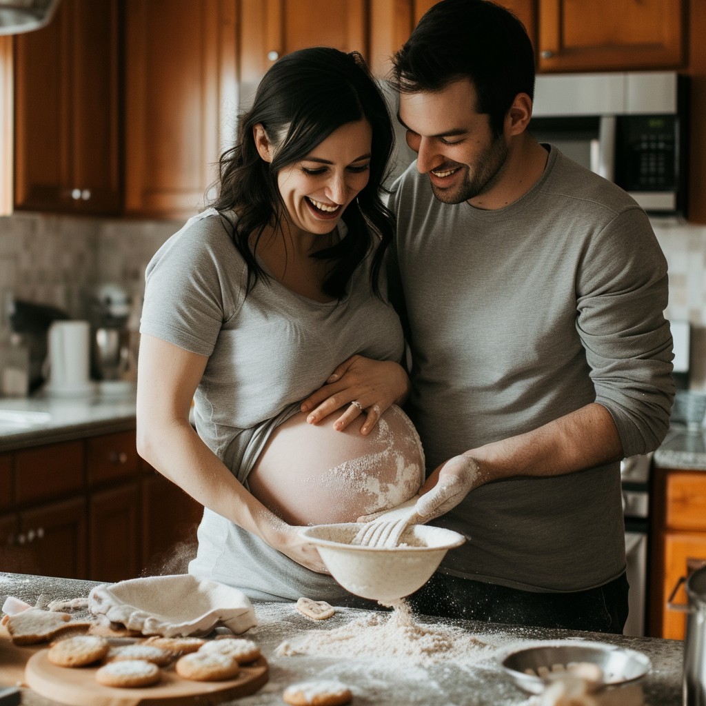 Free Baking Together Happily Photo - Couple, Pregnancy, Baking ...