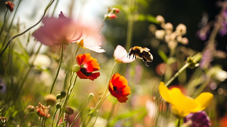 Free Bee over Flowers Image - Bee, Flowers, Wildflowers | Download at ...