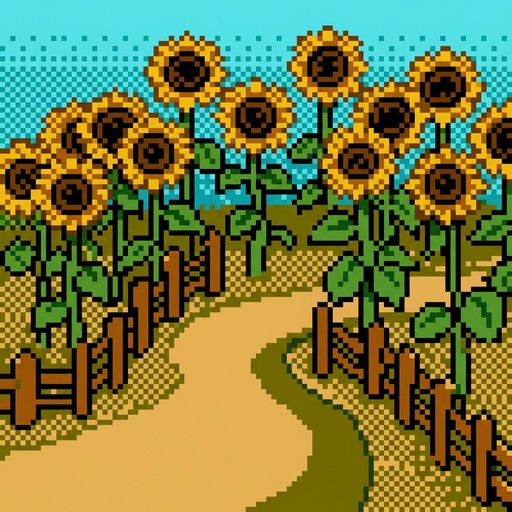 Free Pixel Sunflower Garden Image - Sunflower, Garden, Pixel | Download ...