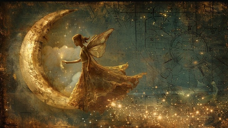 Free Fairy on Moon Image - Fairy, Moon, Stars | Download at StockCake