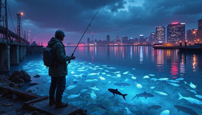 Machine Light Warning Tree Download Cyberpunk Ocean Pier Stock Images for Free | StockCake