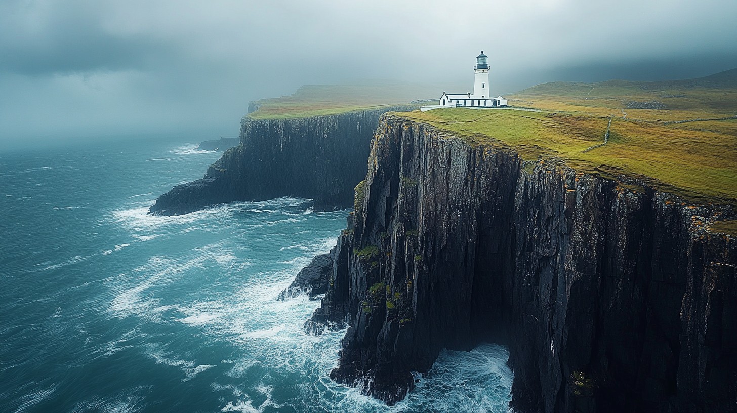 Free Misty coastal lighthouse Image - Lighthouse, Mist, Cliffs ...
