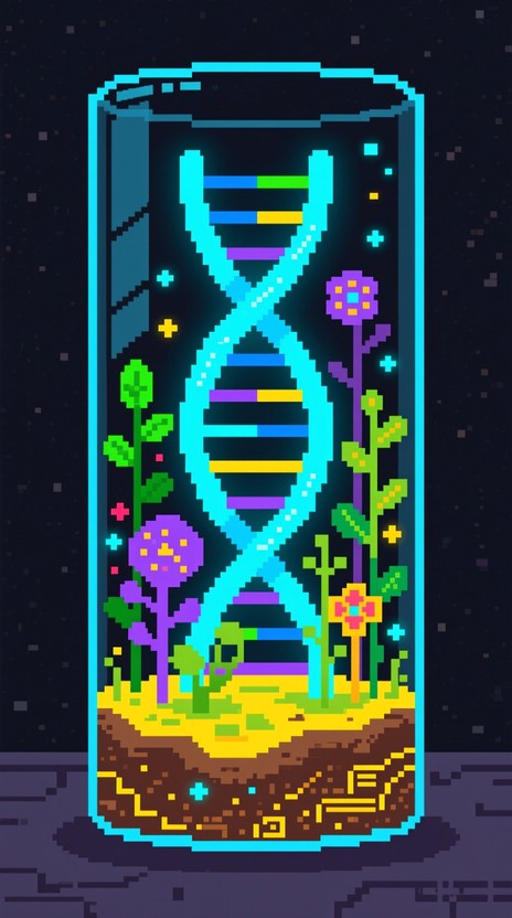 Free Bubble DNA Helix Image - Pixel, Art, Bubbles | Download at StockCake