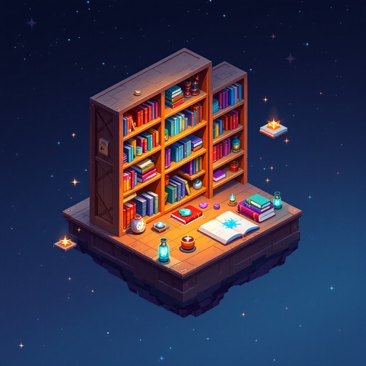 Bookcase Sprite Free Magical Floating Library Image - Pixelart, Isometric, Bookcase ...