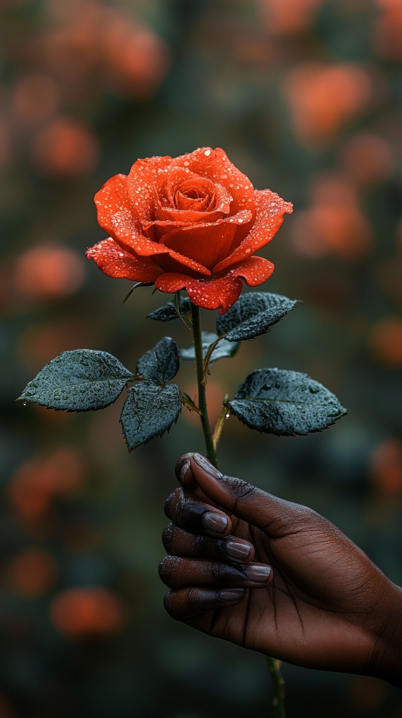 Free Rose in hand Image - Rose, Hand, Dewdrops | Download at StockCake