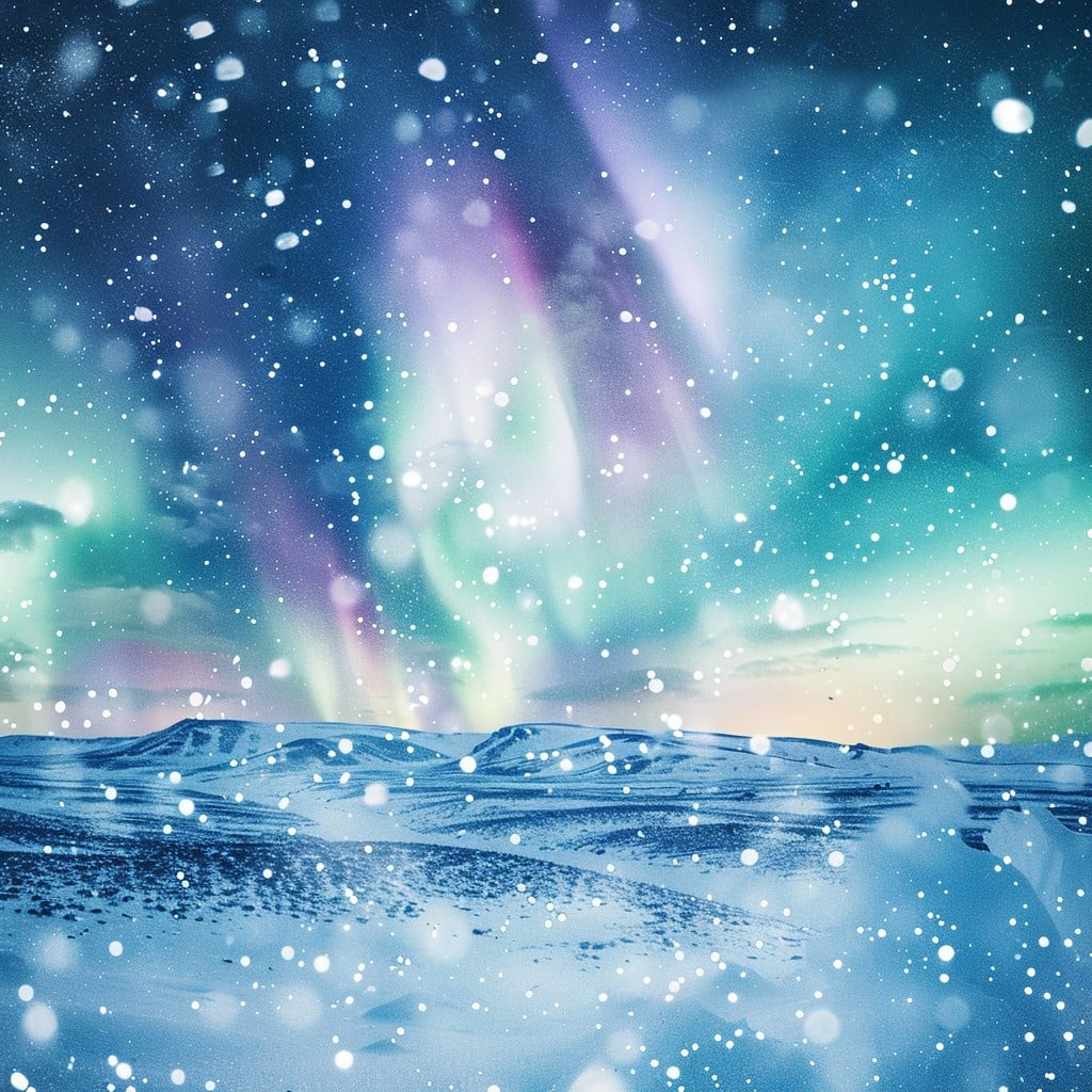 Free Magical Winter Night Image - Winter, Snowflakes, Aurora