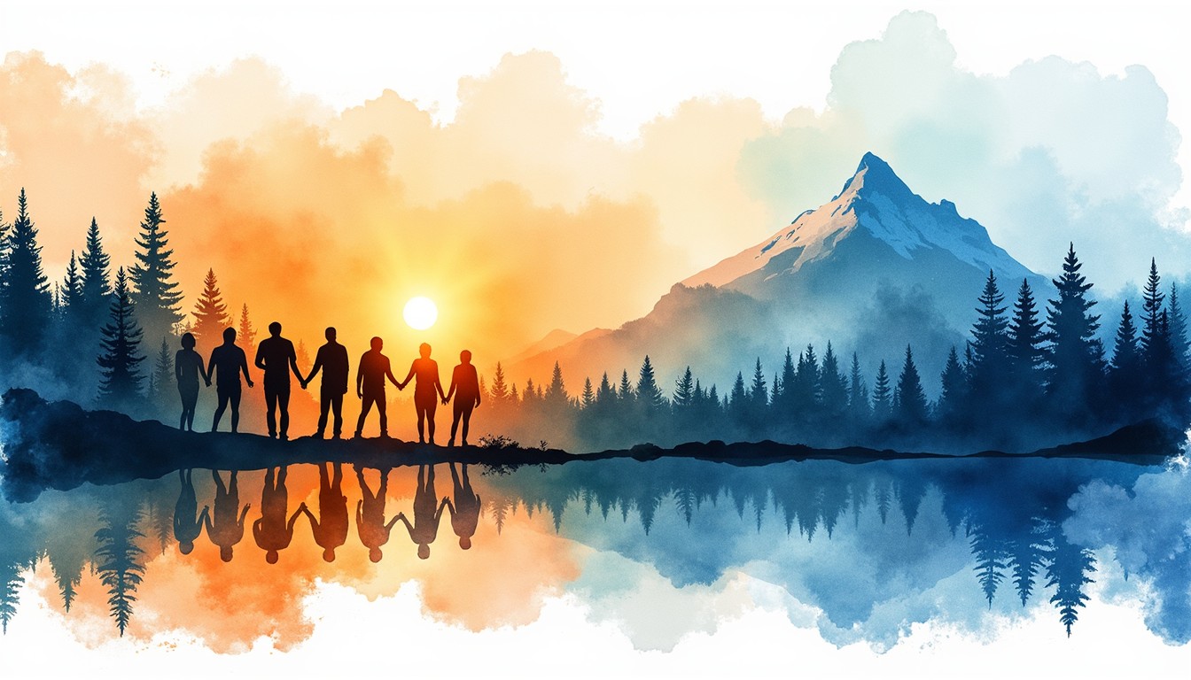 Free Unity in Nature Image - Watercolor, Silhouettes, Reflection ...