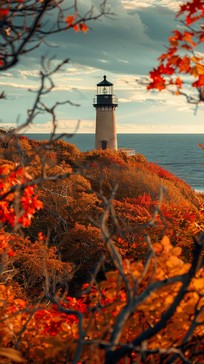 Lighthouse In The Fall Free Autumn Lighthouse Scene Image - Autumn, Lighthouse, Foliage ...
