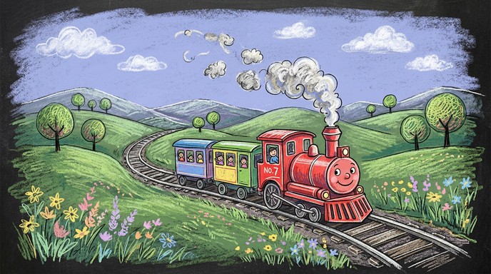 Free Dreamy Train Journey Image - Illustration, Chalk, Crayon ...