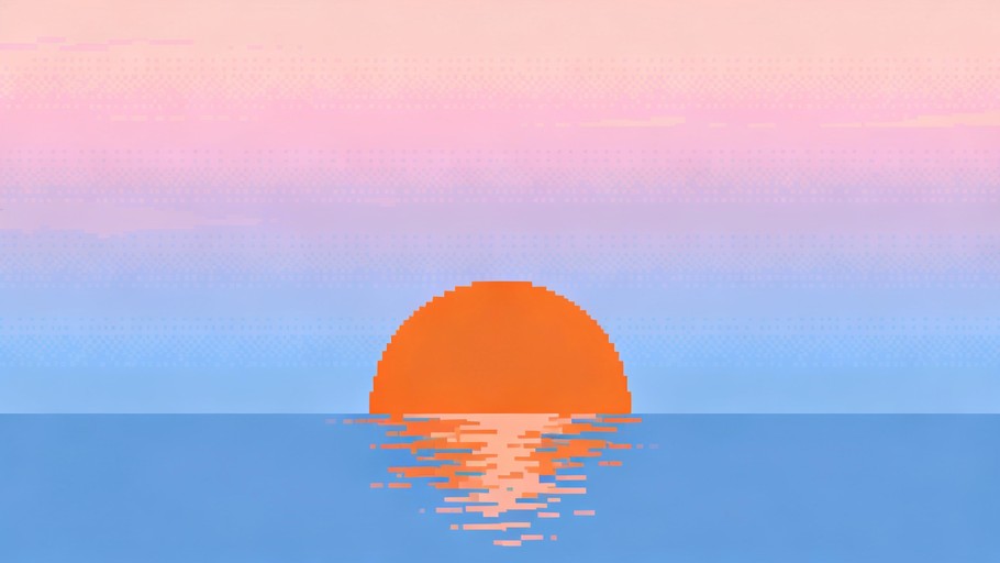 Free Pixel Ocean Sunrise Image - Sunrise, Pixel, Minimalist | Download ...