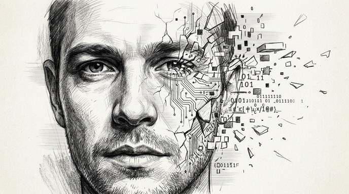 Free Dissolving Into Pixels Image - Sketch, Portrait, Man | Download at ...