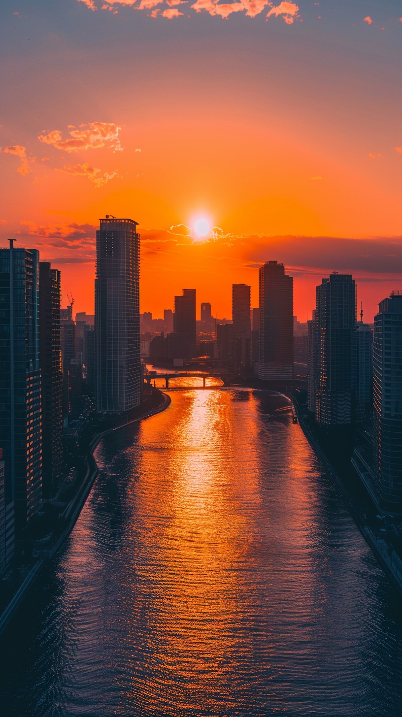 Free Urban Sunset Glow Image - Sunset, Cityscape, River | Download at ...