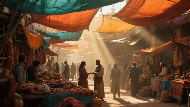 Free Sunlit Bazaar Silhouettes Image | Download at StockCake