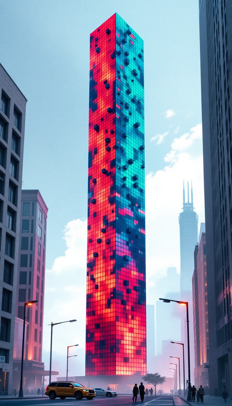 Free Pixelated Tower Rising Image - Voxel, Skyscraper, Geometric ...