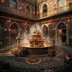 Free Steampunk Fountain Courtyard Image - Steampunk, Victorian ...