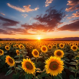 Free Sunflower Sunset Bliss Image - Sunflower, Sunset, Field | Download ...