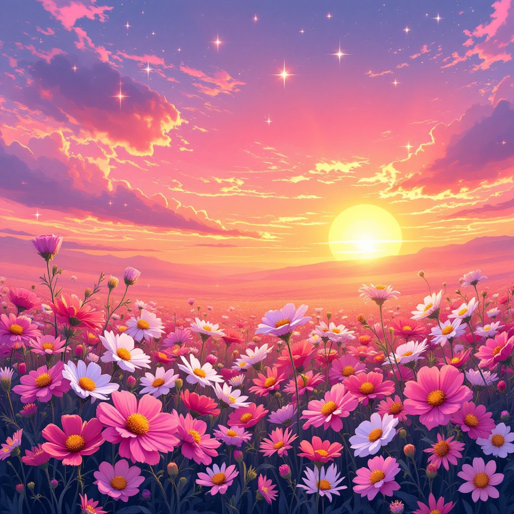 Free Sunset Flower Fantasy Image - Sunset, Anime, Manga | Download at ...