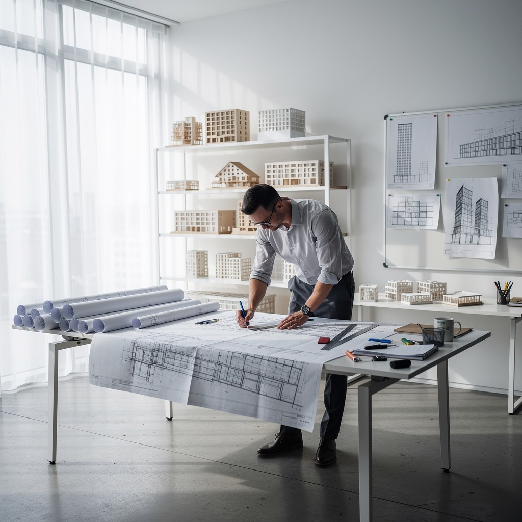 Free Architect Designing Plans Image - Architect, Blueprints, Design ...