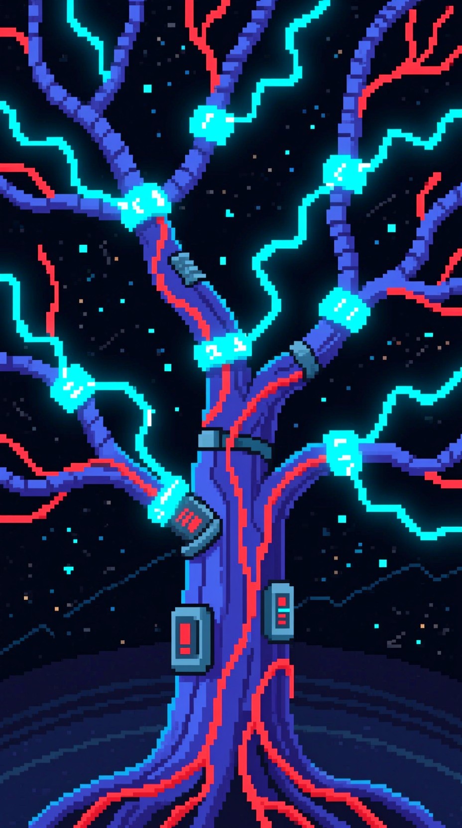 Pixel Network Tm Free Cosmic Neural Network Image - Pixelart, Technological, Tree ...