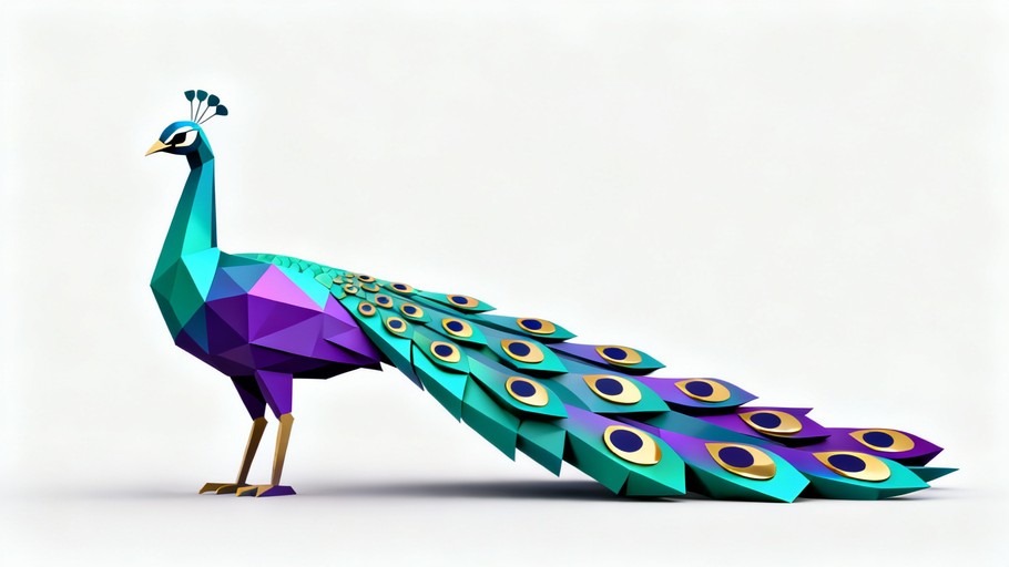 Free Geometric Peacock Display Photo - Bird, Geometric, Lowpoly ...