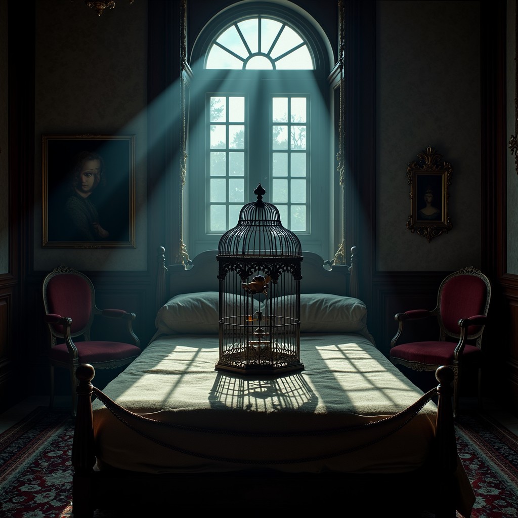Free Midnight Birdcage Shadows Image - Moonlight, Birdcage, Bedroom ...